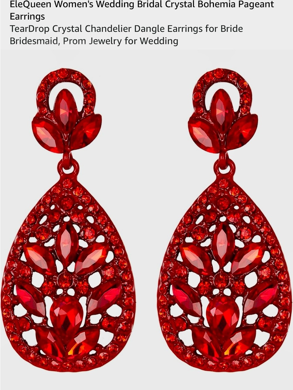 Radiant Red Crystal Teardrop Dangle Earrings